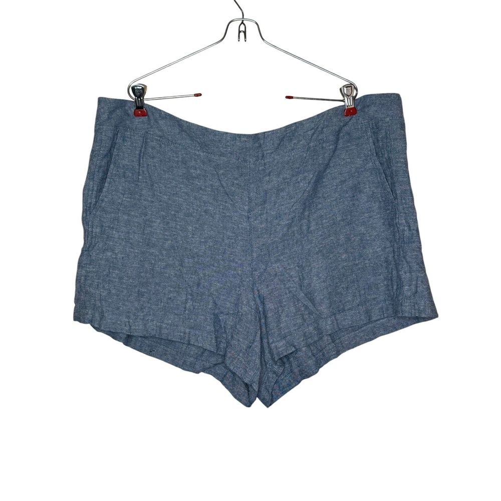 Gap Women's Shorts Linen Flat Front Pull On Elastic Waist Pockets Woven Blue XXL